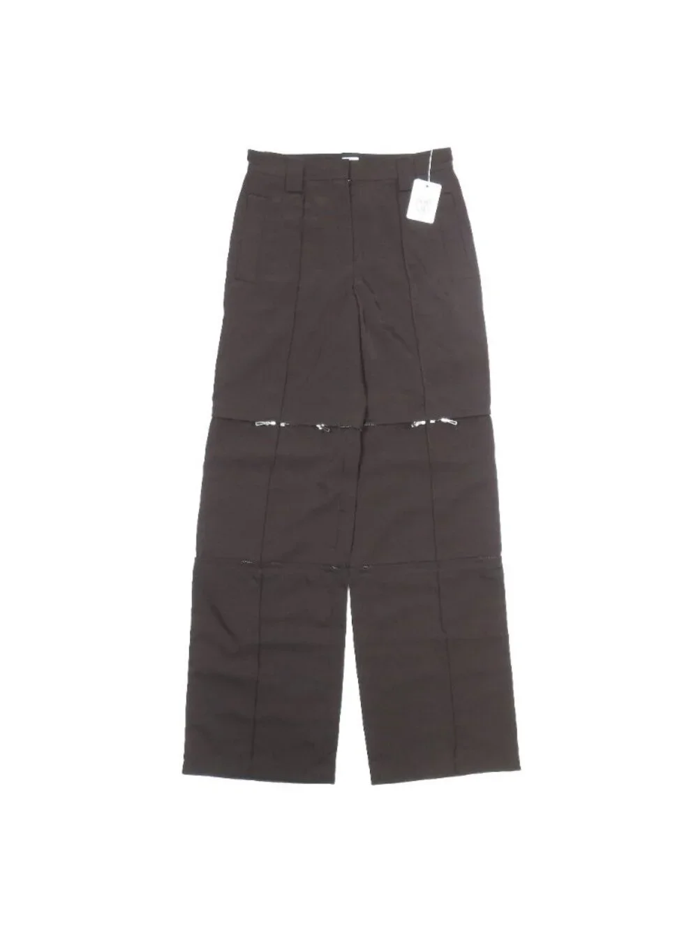 Hermes Zip Design 2-Way Nylon Wide Pants Dark Brown 36